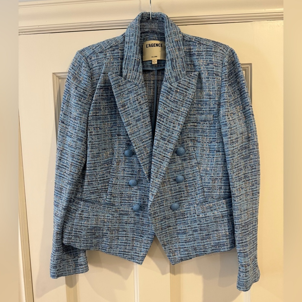 L'AGENCE Textured Blue Blazer